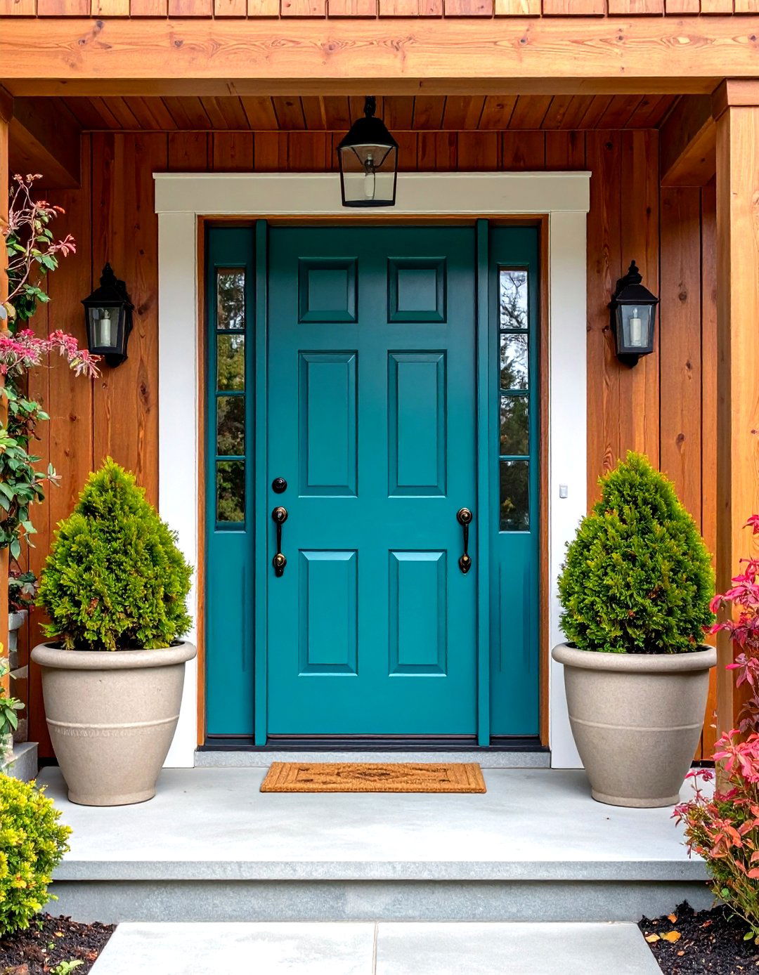 High Gloss Teal Front Door to Boost Digital Curb Appeal - 20 Front Door Color Ideas