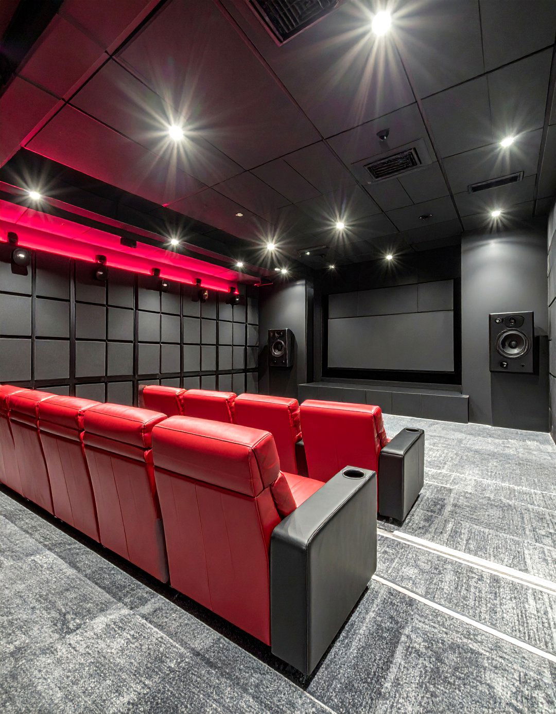 High NRC Tiles Craft a Basement Theater - 20 Basement Drop Ceiling Ideas