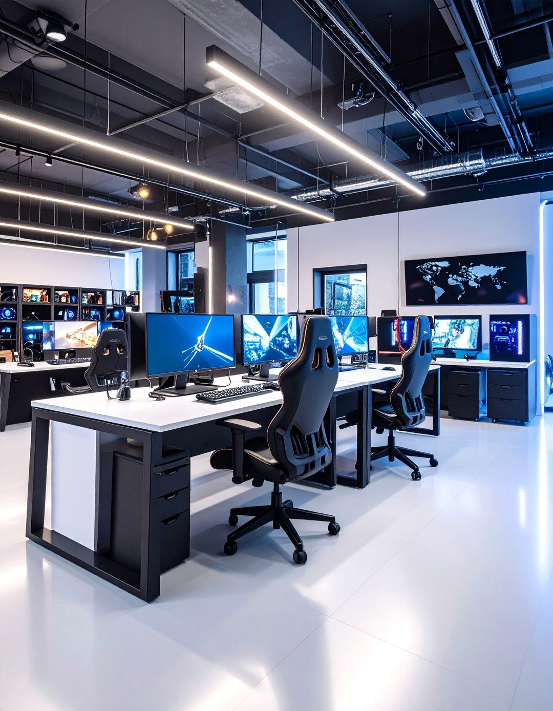 High Tech Gaming Loft Office Command Center - 20 Loft Office Ideas