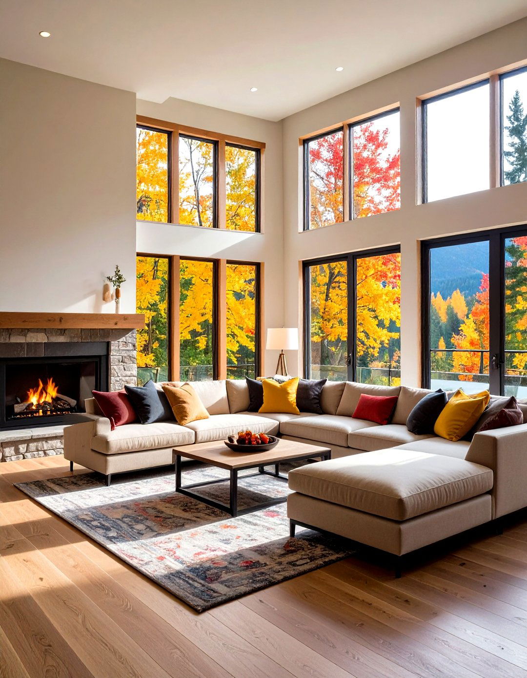 Highlight Architectural Features with Sectional Positioning - 20 Sectional Living Room Ideas