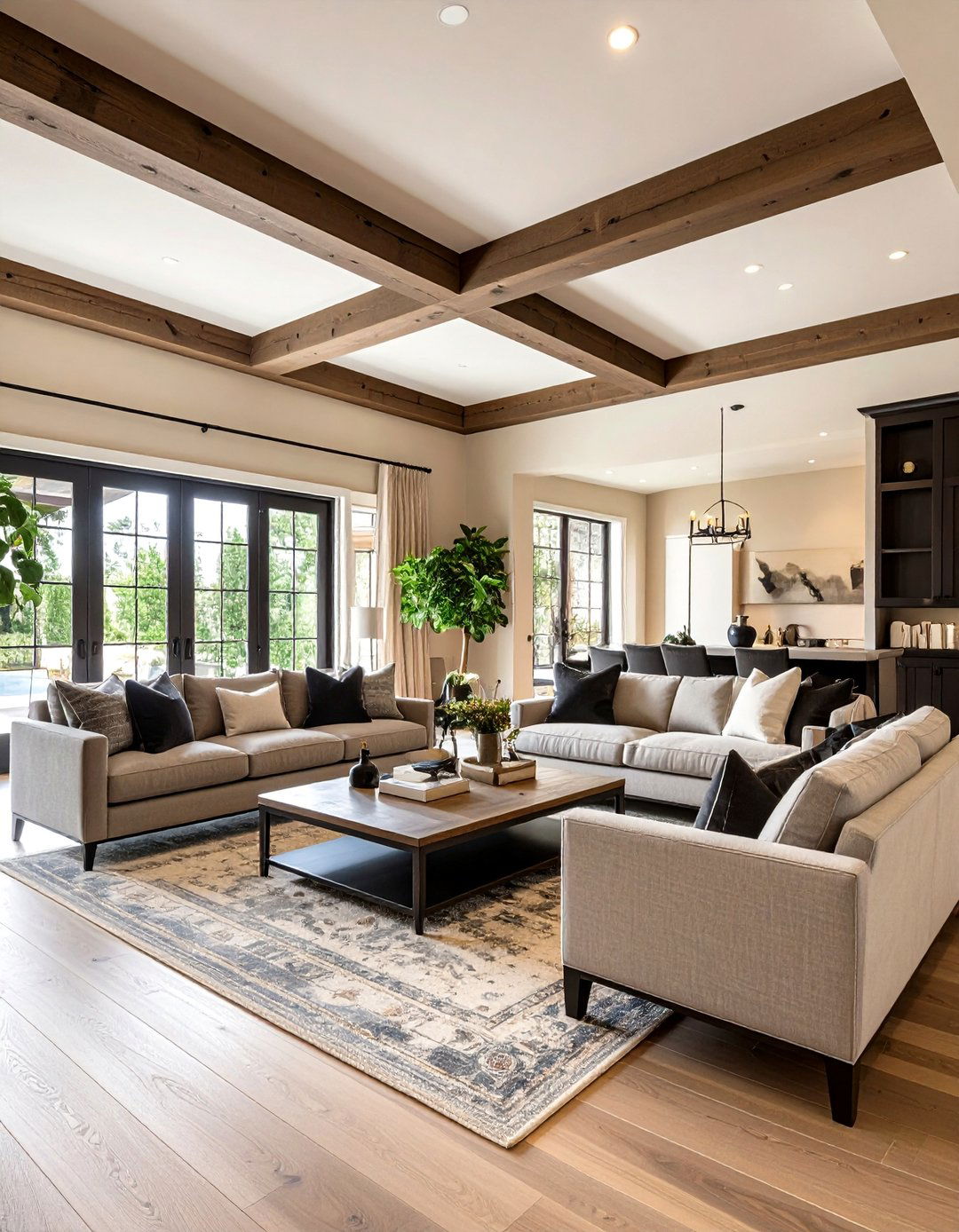 Highlight Dark Wood Trim and Beams - 20 Black and Brown Living Room Ideas