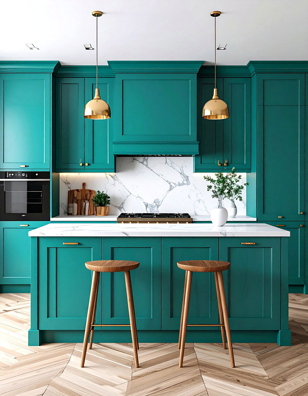 Highlight Teal Cabinetry with Under Cabinet Lighting - 20 Teal and White Kitchen Ideas