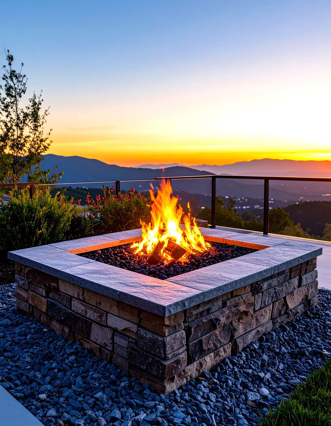 Hillside Flagstone Fire Pit Overlook - 20 Flagstone Fire Pit Ideas
