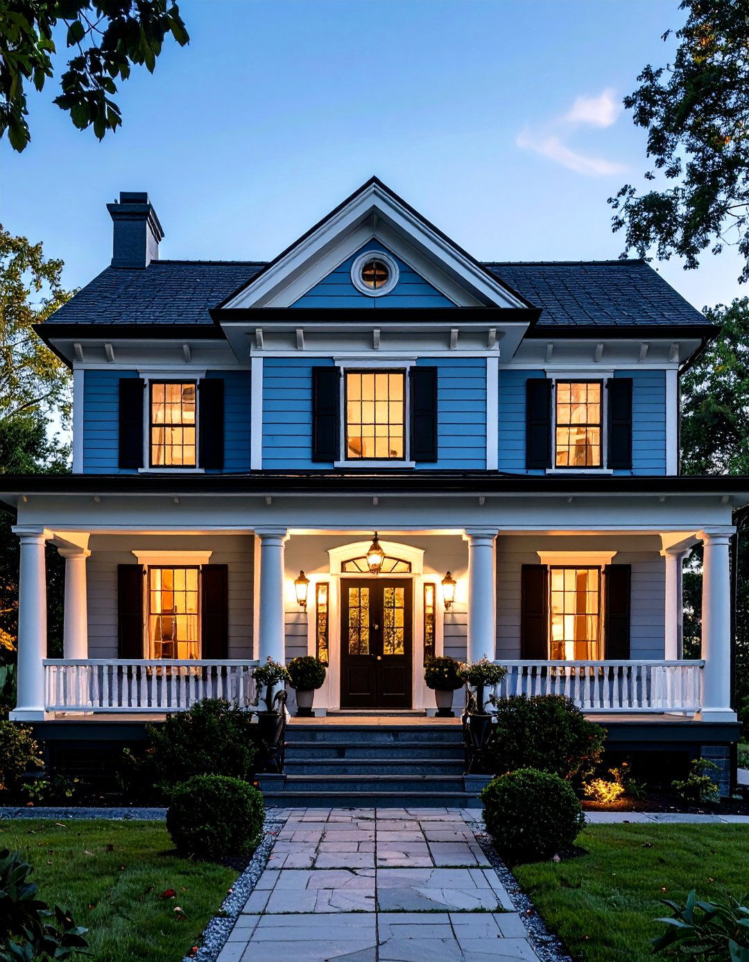 Historic Blue House Revival Touches - 20 Blue House With Black Trim Ideas