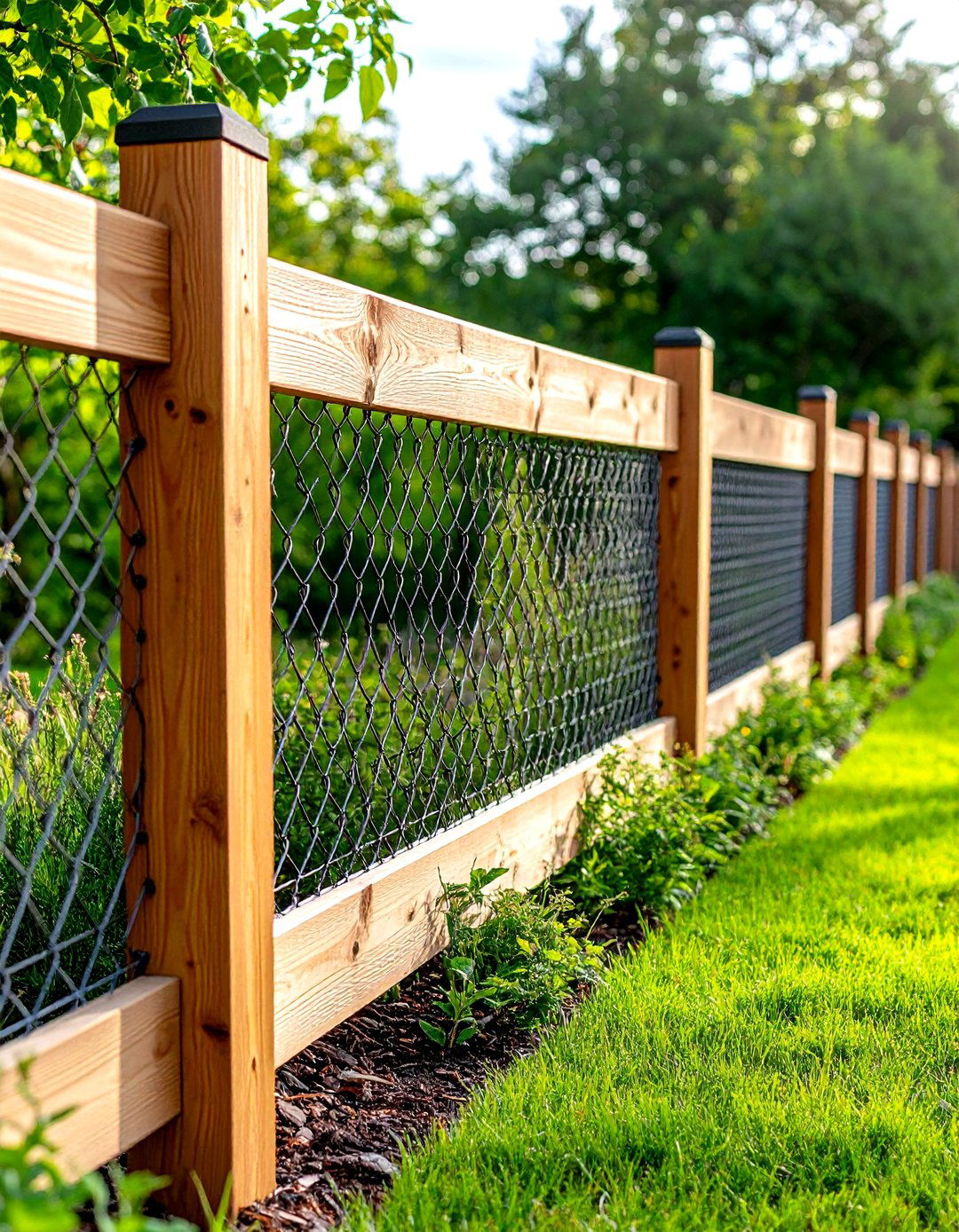 Hog Wire and Cedar Frame Decorative Fence - 20 Decorative Fence Ideas