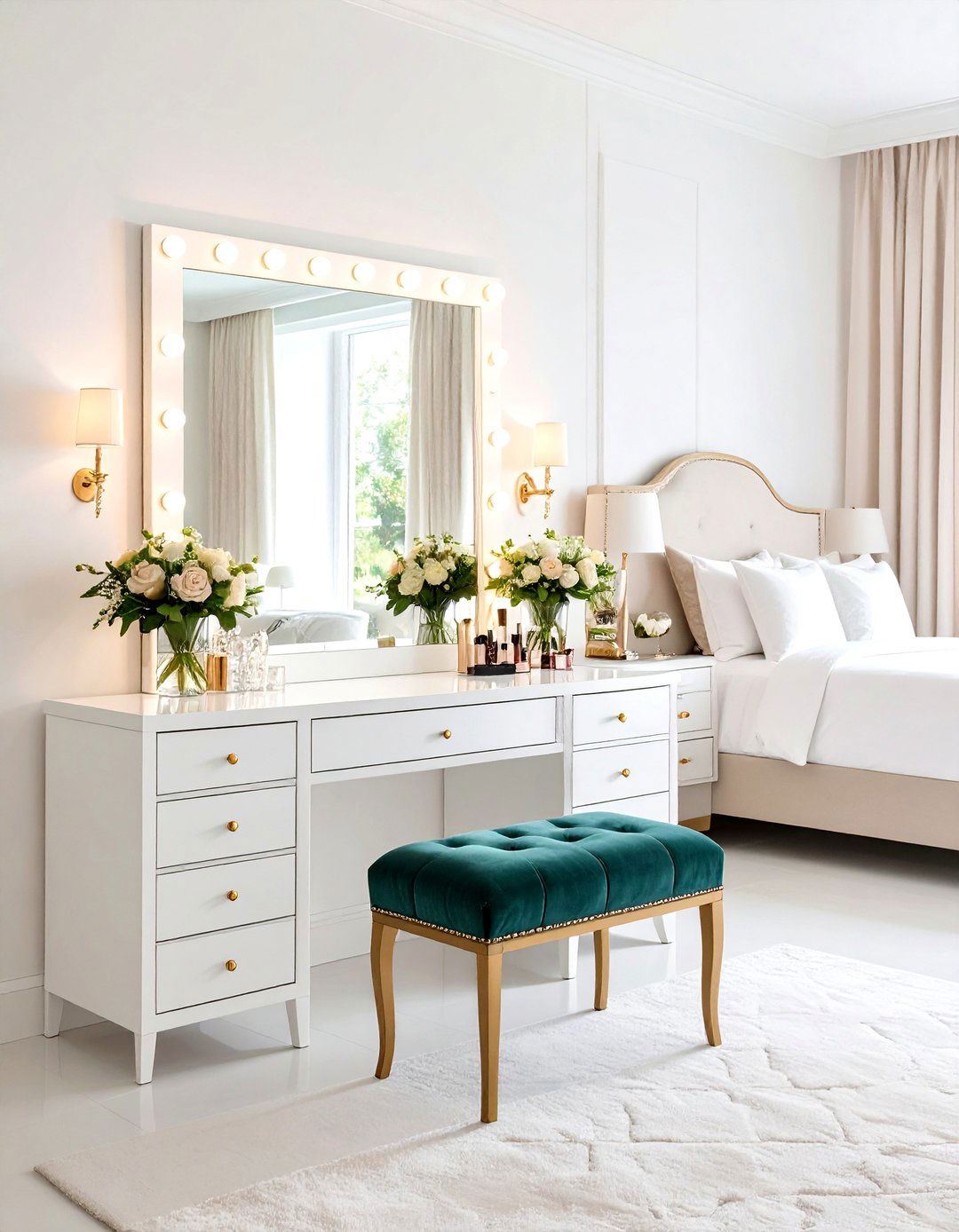 Hollywood Glam Makeup Vanity with Professional Lighting - 20 Makeup Vanity Ideas