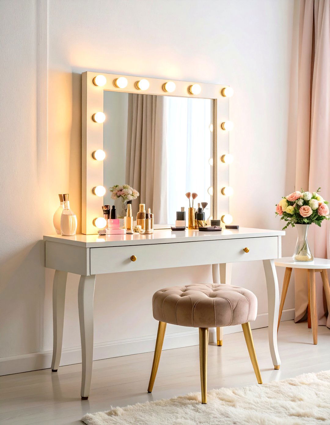Hollywood Style Lighted Vanity - 20 Vanity Room Ideas