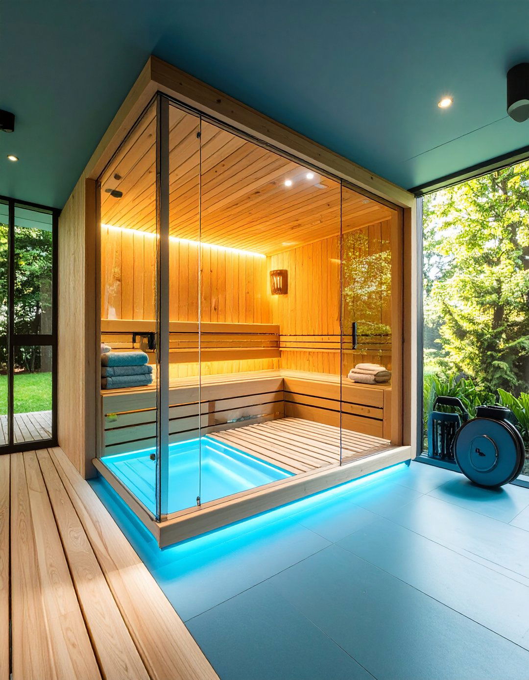 Home Gym Combo - 20 Sauna Room Design Ideas