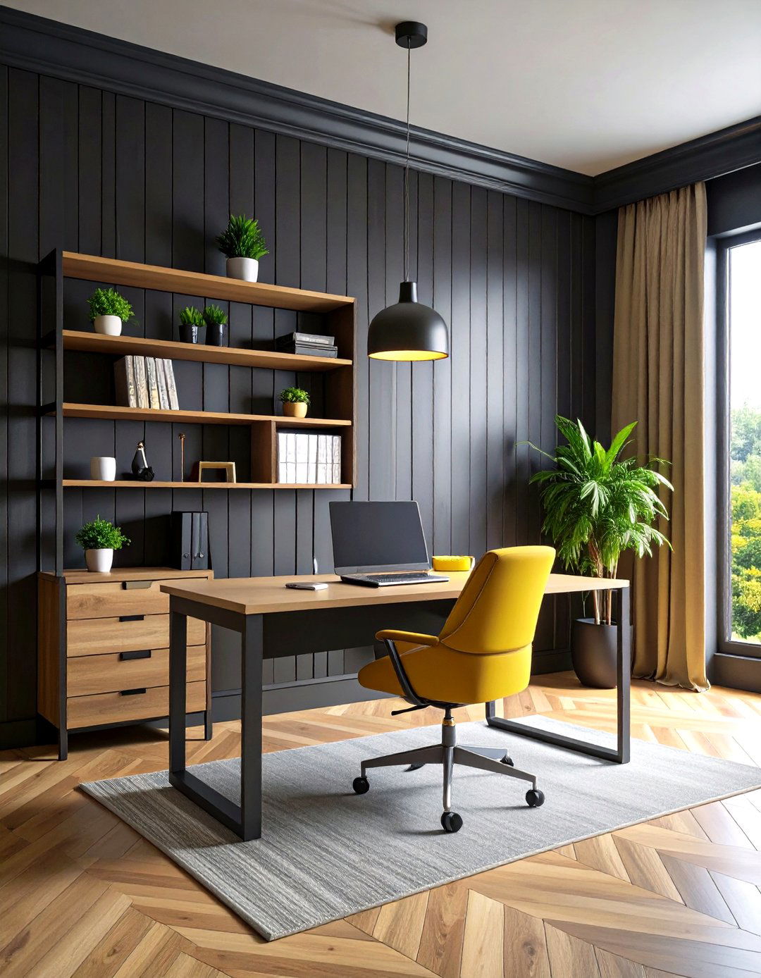 Home Office Statement Wall - 20 Shiplap Wall Ideas
