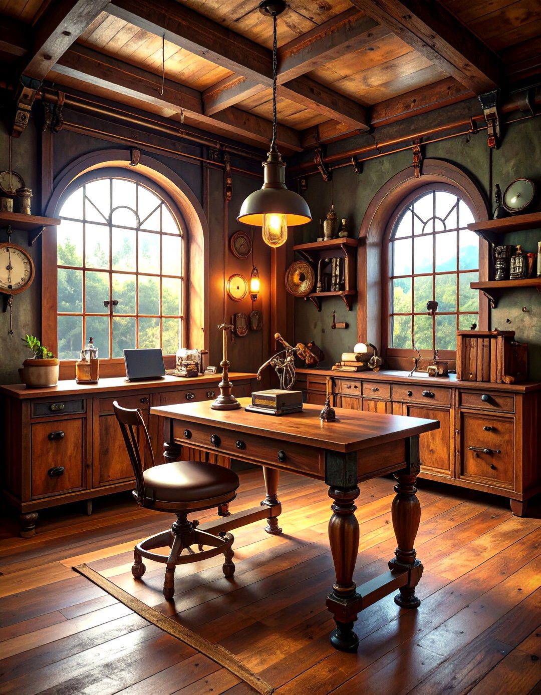 Home Office Workstation - 20 Steampunk Interior Design Ideas