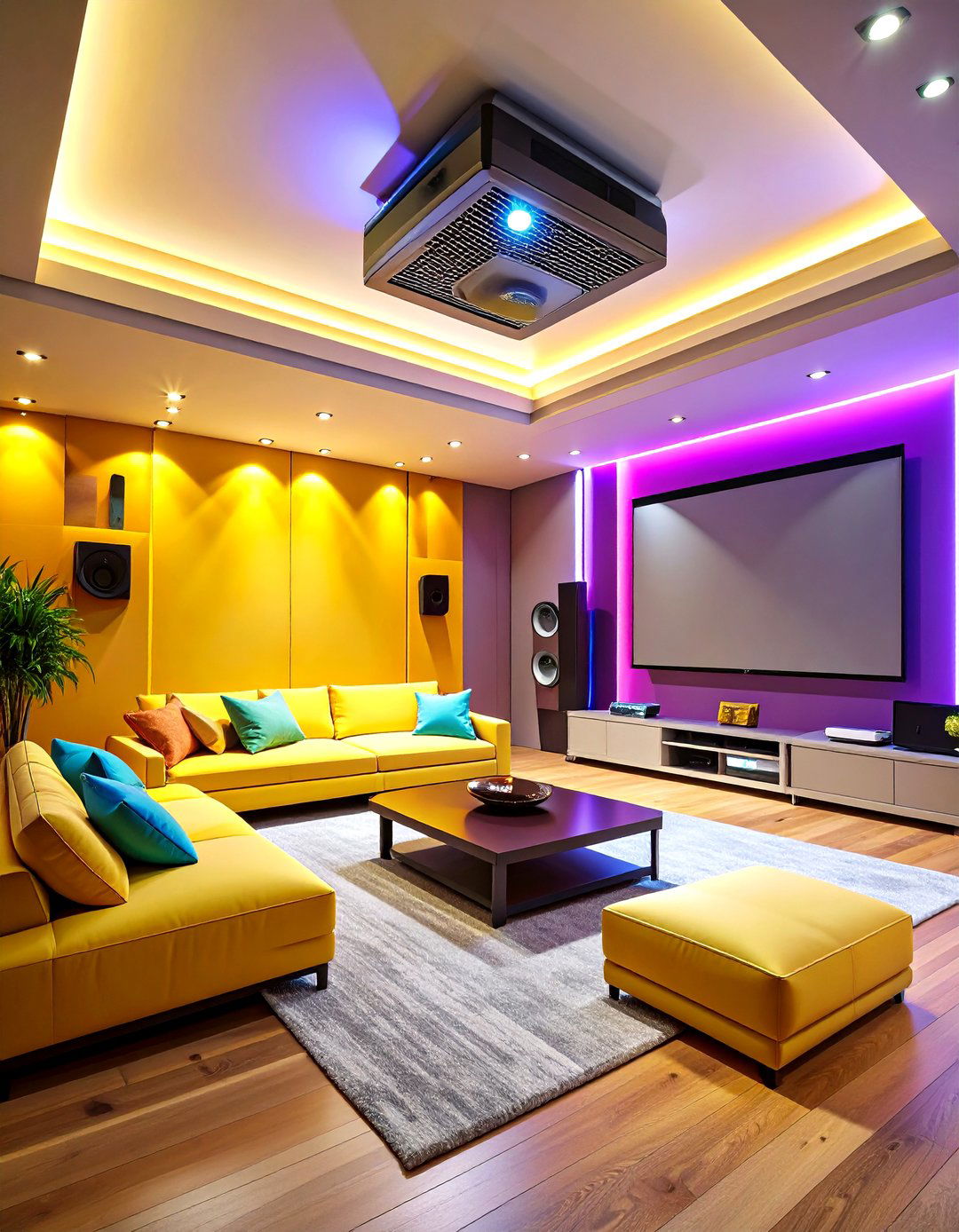 Home Theater Hidden Projector Cabinets - 20 Home Theater Ideas