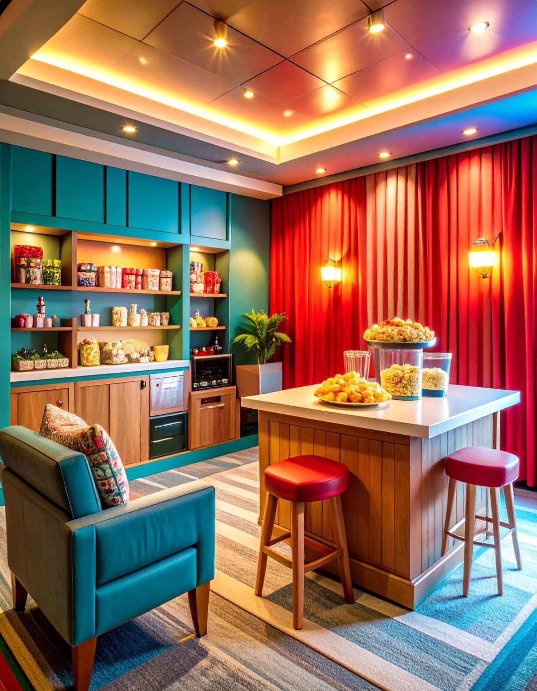 Home Theater Snack Bar and Popcorn Station - 20 Home Theater Ideas