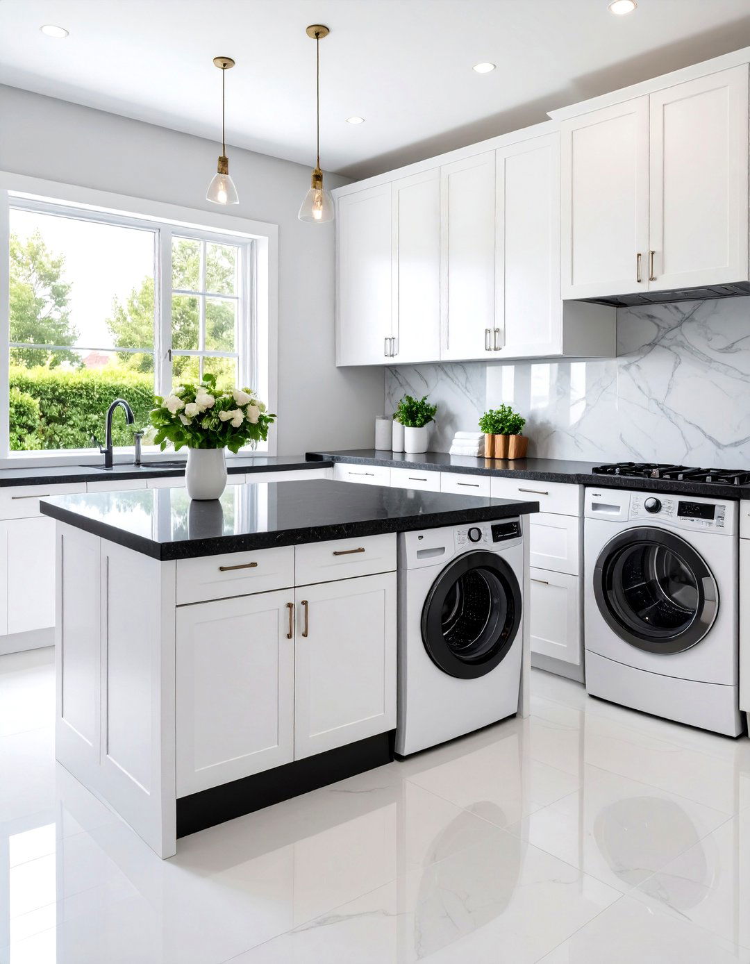 Honed Black Granite Laundry Room Countertop - 20 Laundry Room Countertop Ideas