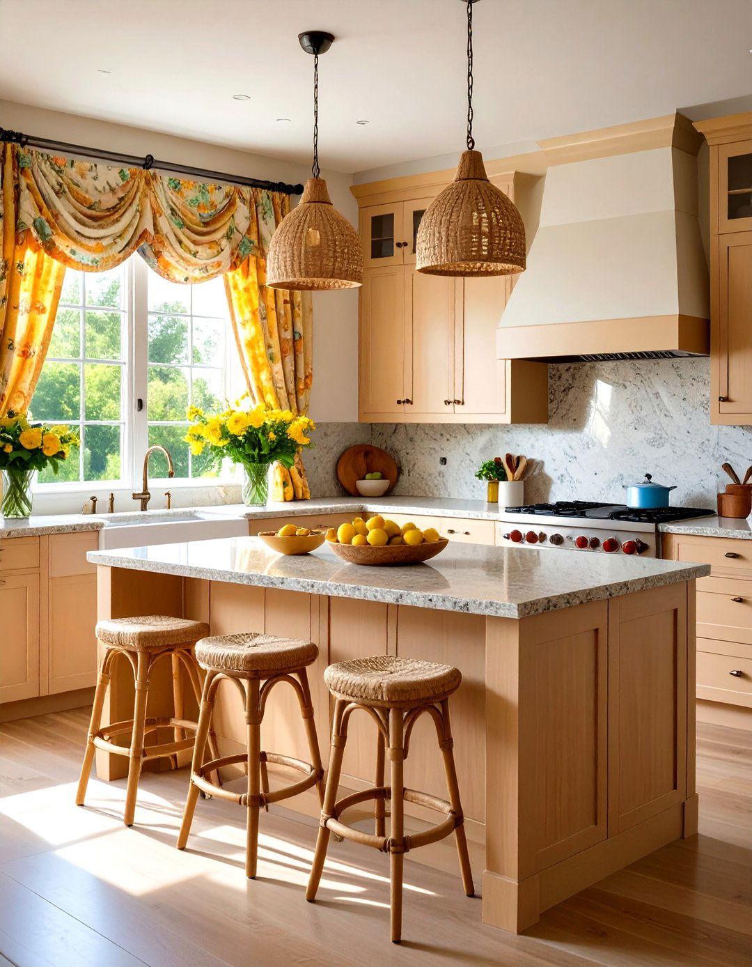 Honed Granite Cuts Glare in Sun Drenched Rooms - 20 Granite Kitchen Countertop Ideas