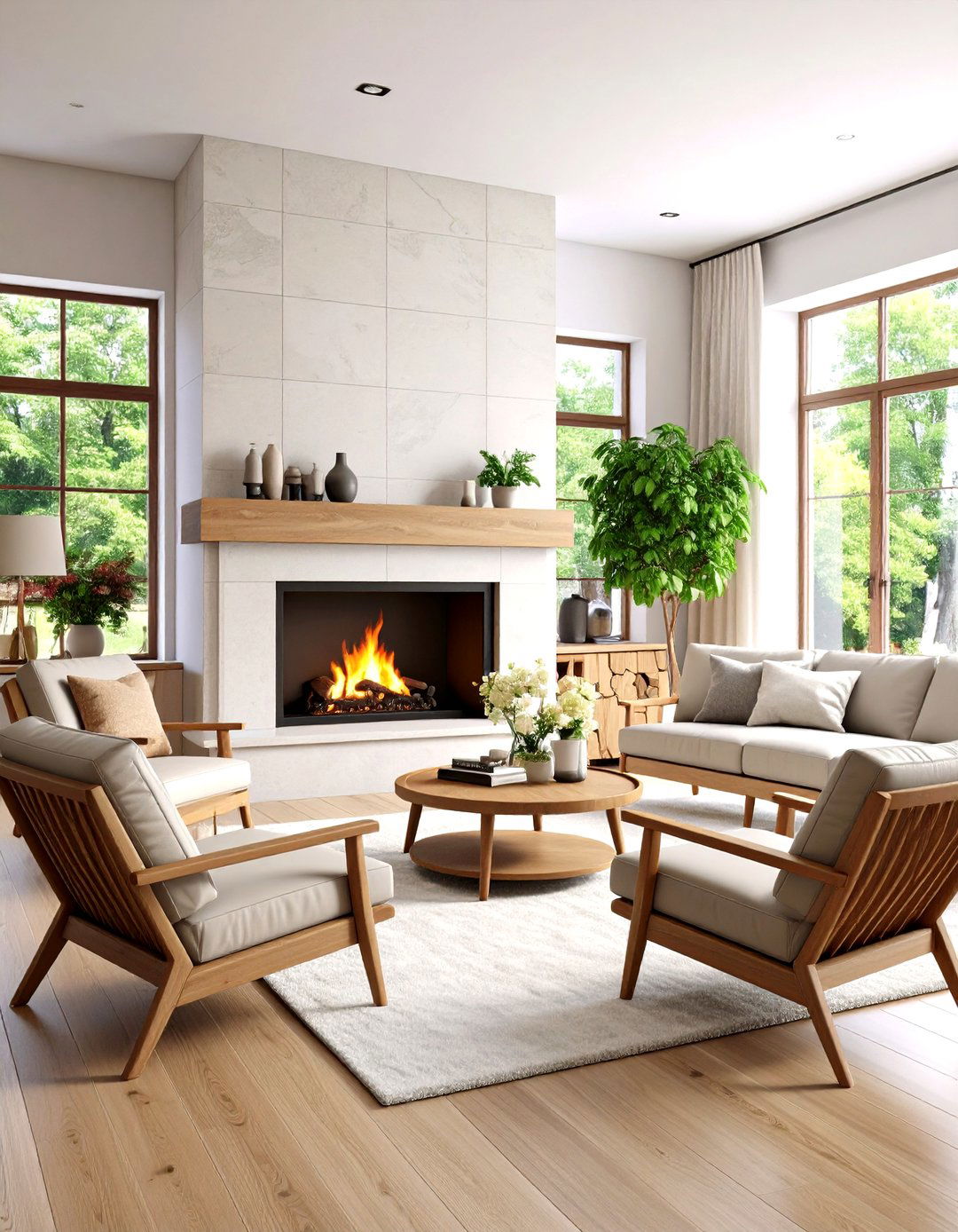 Honed Scandinavian Serenity - 20 Marble Fireplace Ideas