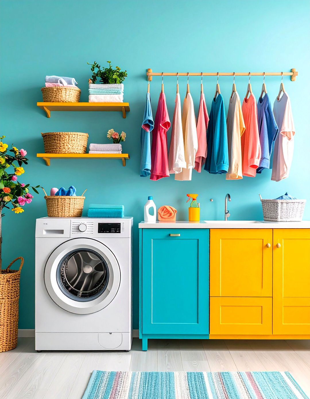 Hooks and Rods Gallery - 20 Small Laundry Room Ideas With a Top Load Washing Machine