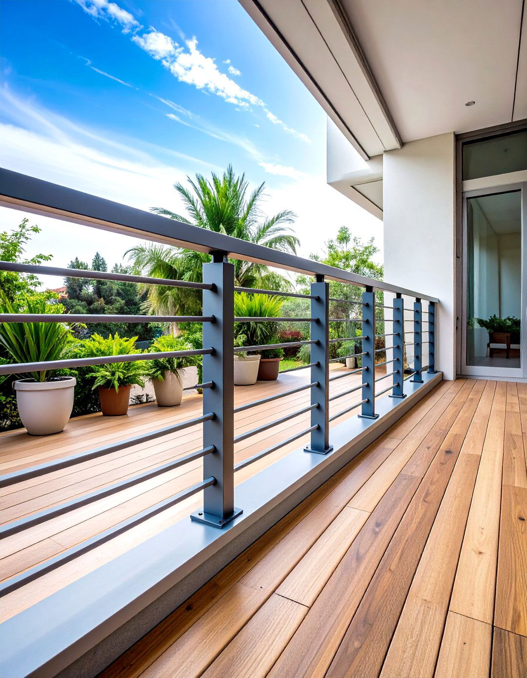 Horizontal Bar Metal Deck Railing - 20 Metal Deck Railing Ideas