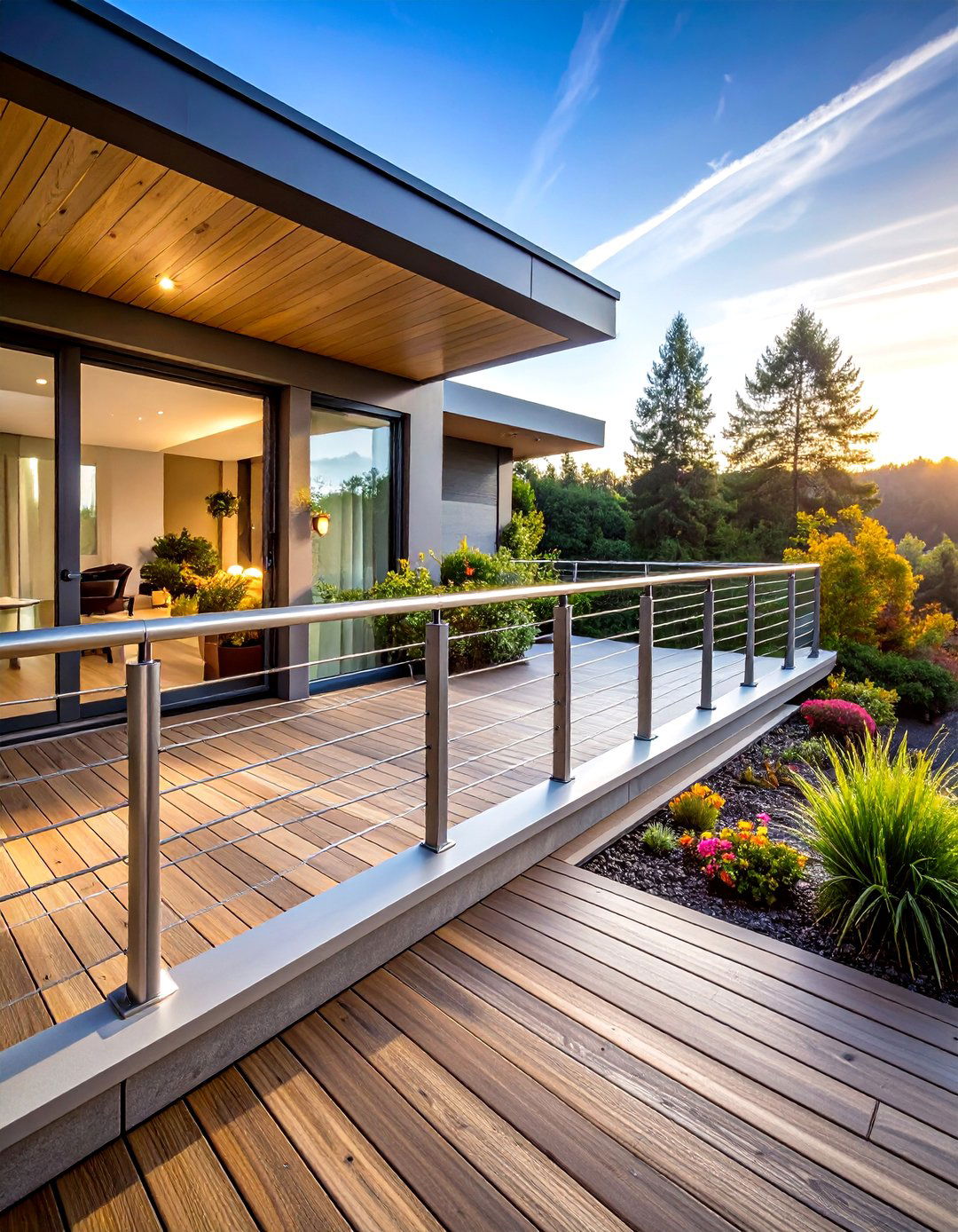 Horizontal Cable Deck Railing with Stainless Steel Wires - 20 Horizontal Deck Railing Ideas