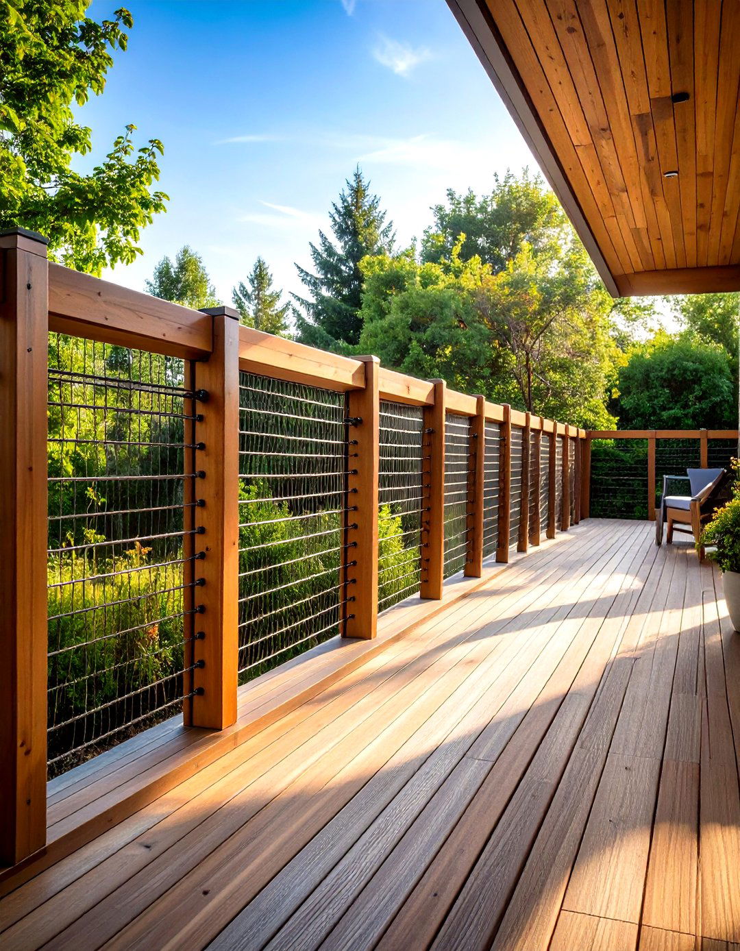 Horizontal Cable Wood Frame Metal and Wood Fence - 20 Metal and Wood Fence