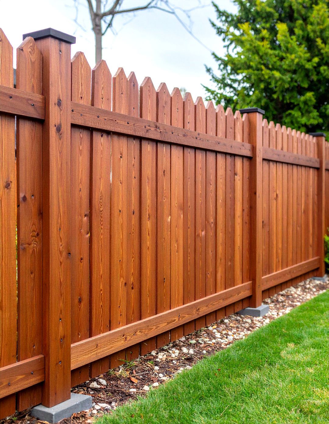 Horizontal Cedar Fence with Natural Wood Grain - 20 Horizontal Fence Ideas