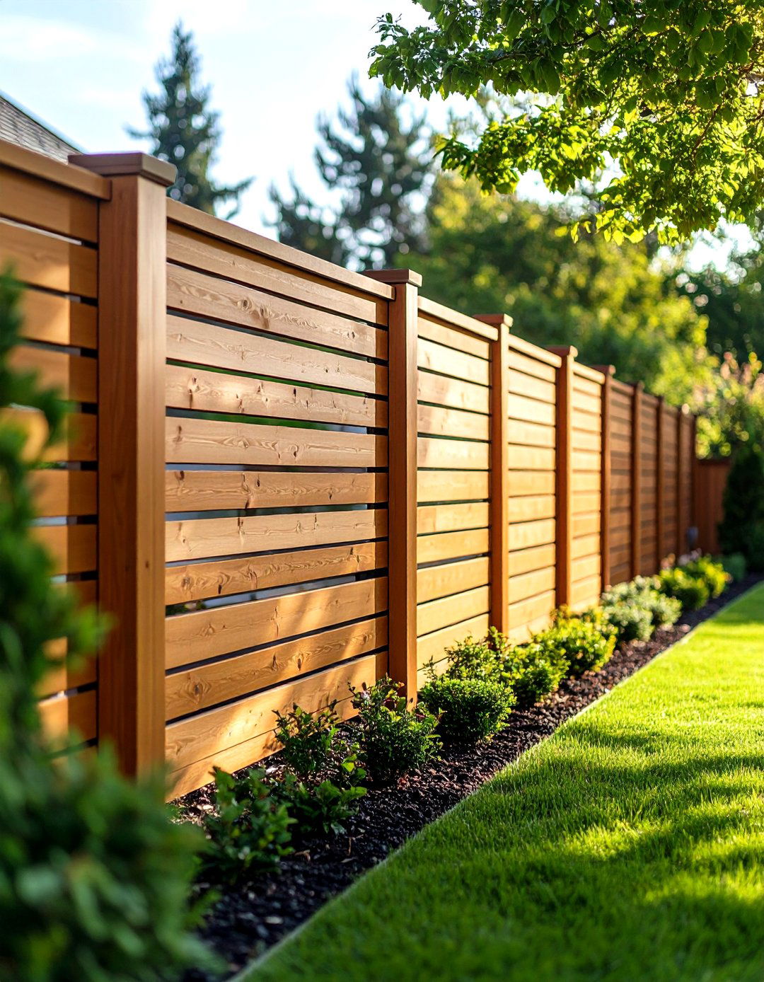 Horizontal Cedar Slat Decorative Fence - 20 Decorative Fence Ideas