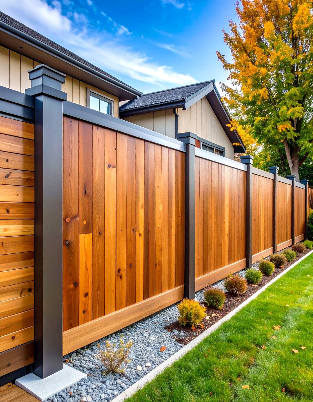 Horizontal Composite Fence with Aluminum Frame System - 20 Horizontal Fence Ideas
