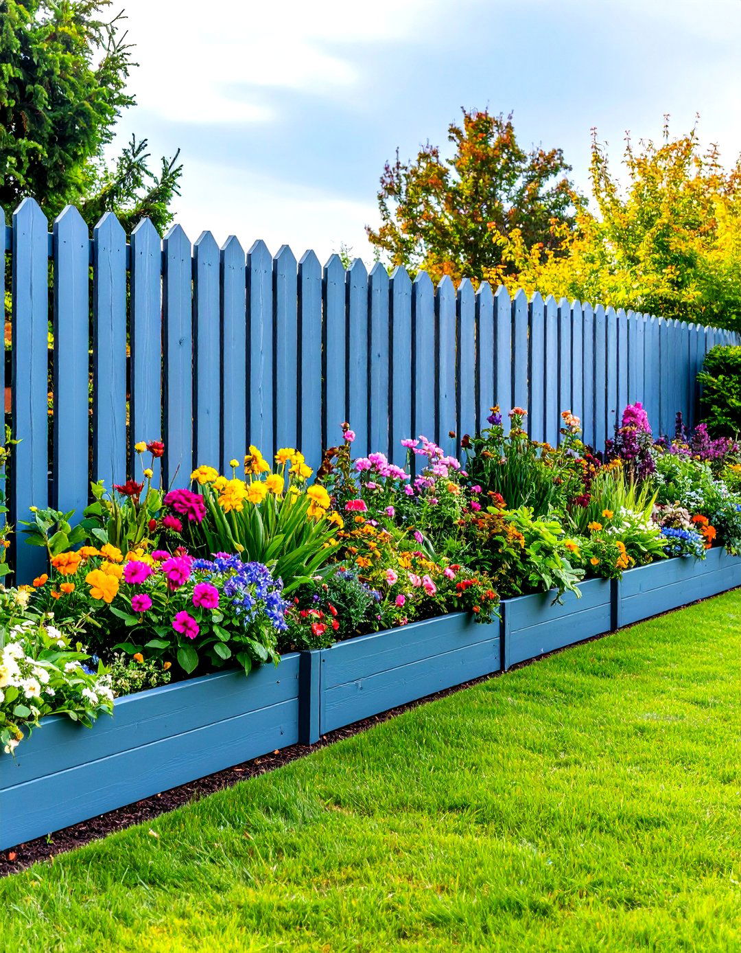 Horizontal Fence with Built in Planter Integration - 20 Horizontal Fence Ideas