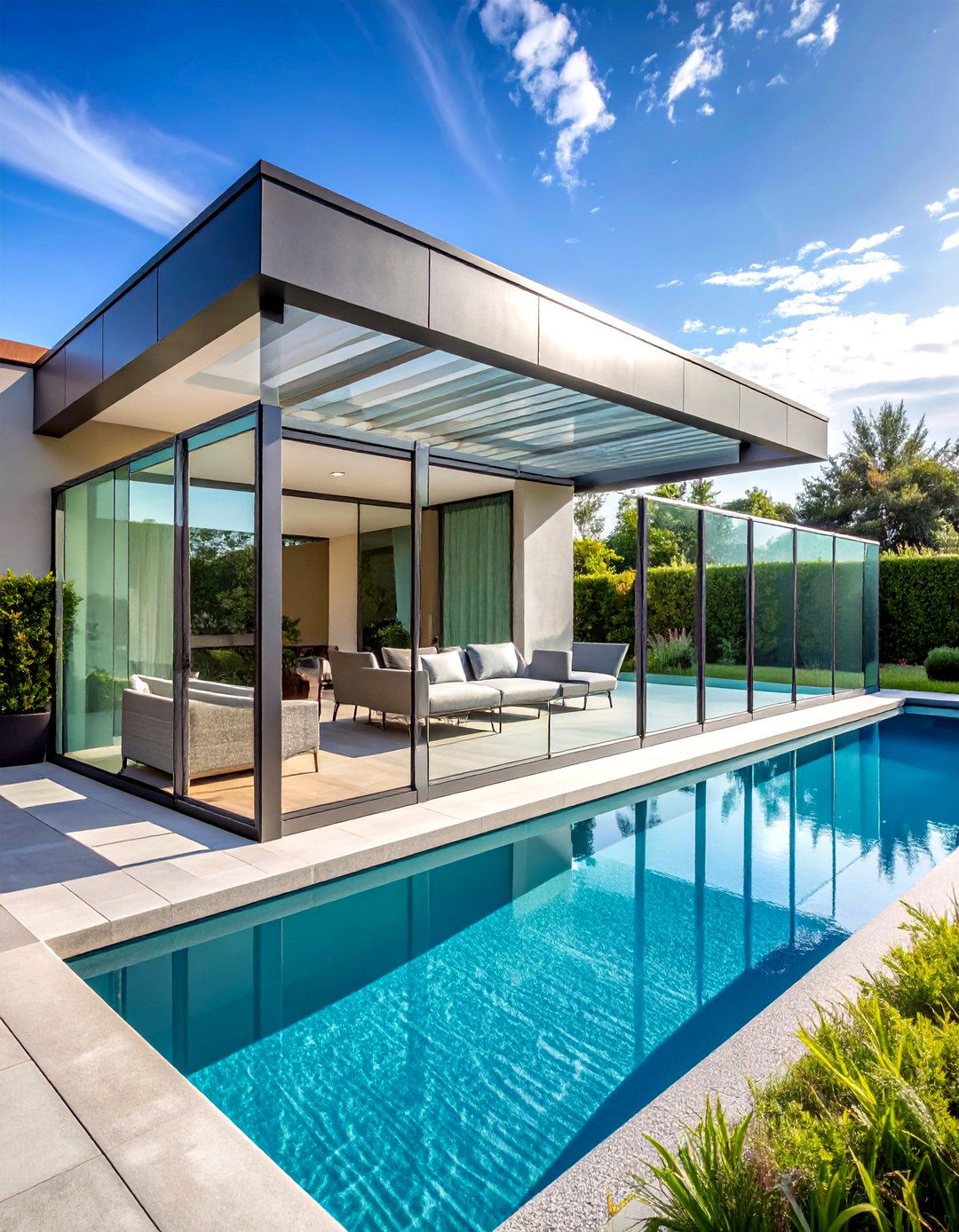 Horizontal Glass Panel Fence for Unobstructed Views - 20 Horizontal Fence Ideas