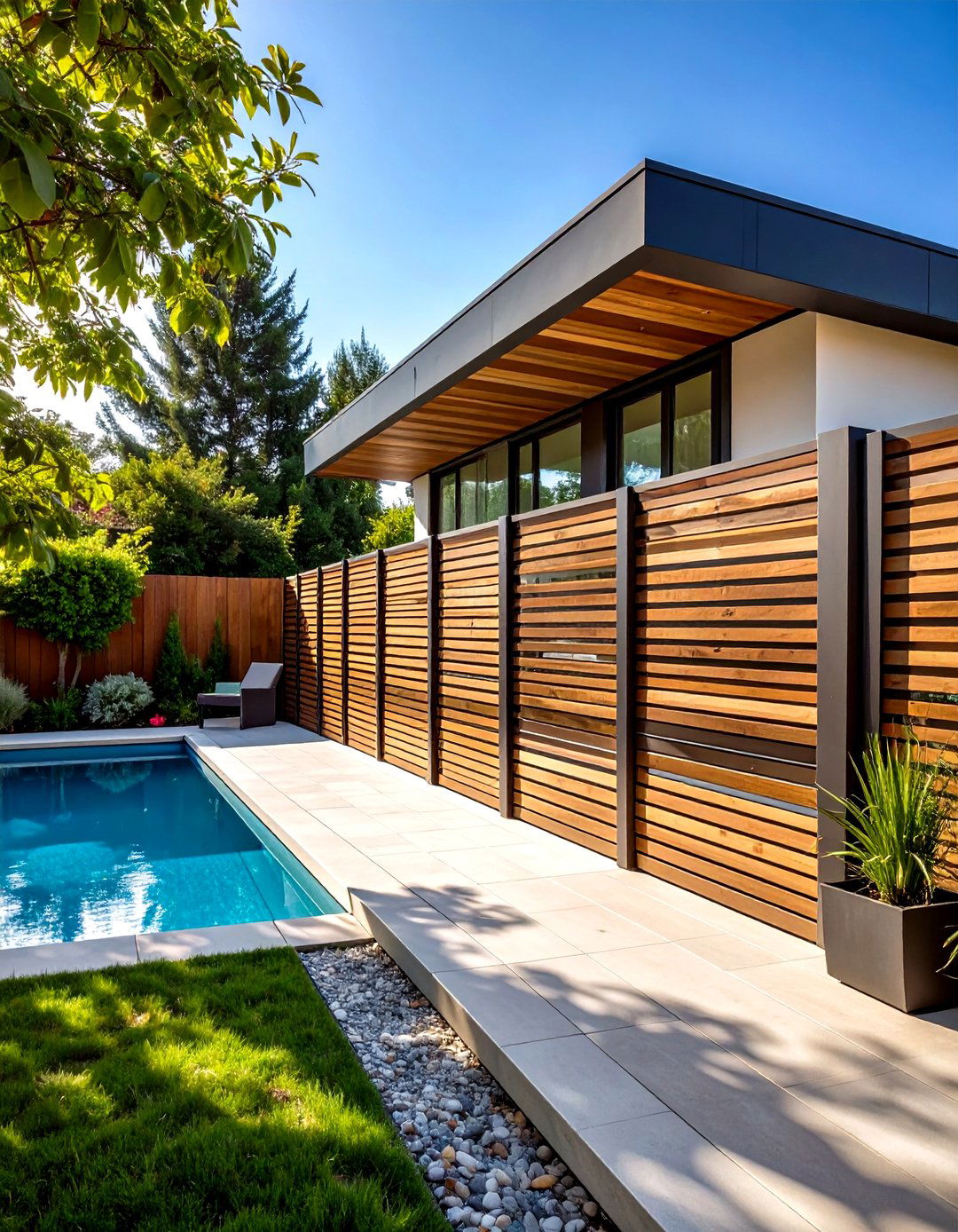 Horizontal Louvered Fence for Controlled Visibility - 20 Horizontal Fence Ideas
