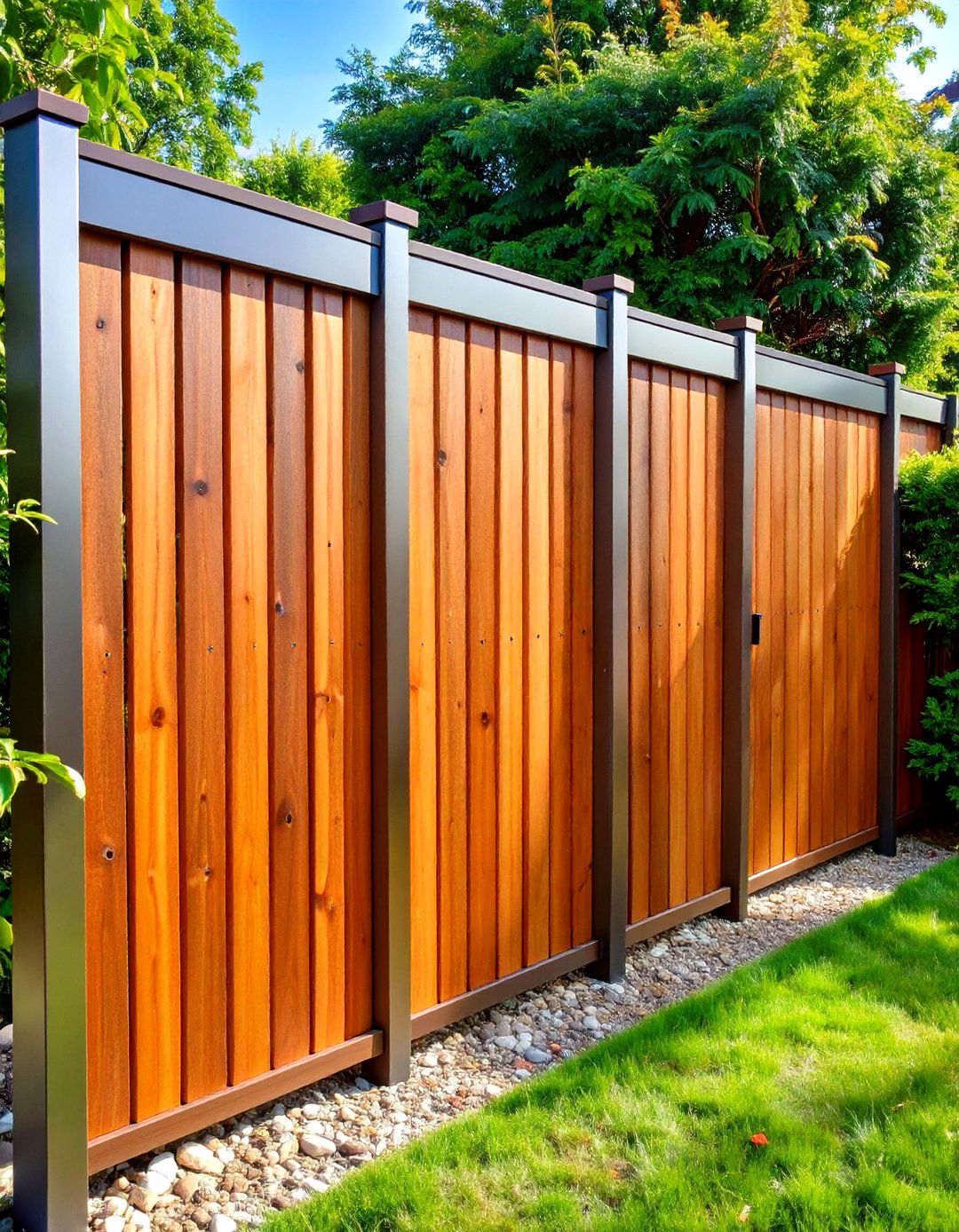 Horizontal Mixed Metal and Wood Fence Design - 20 Horizontal Fence Ideas