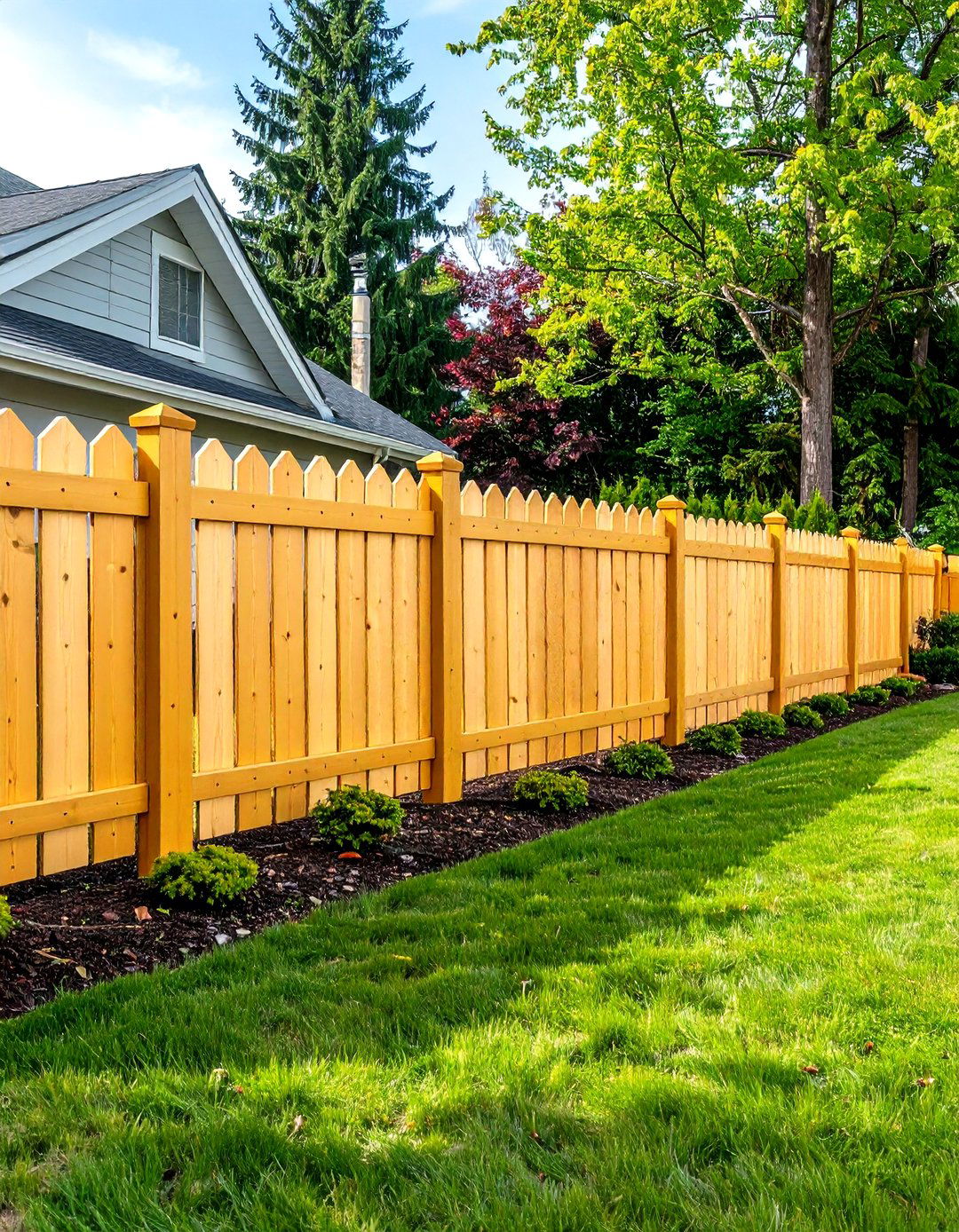 Horizontal Pine Fence with Painted Finish Protection - 20 Horizontal Fence Ideas