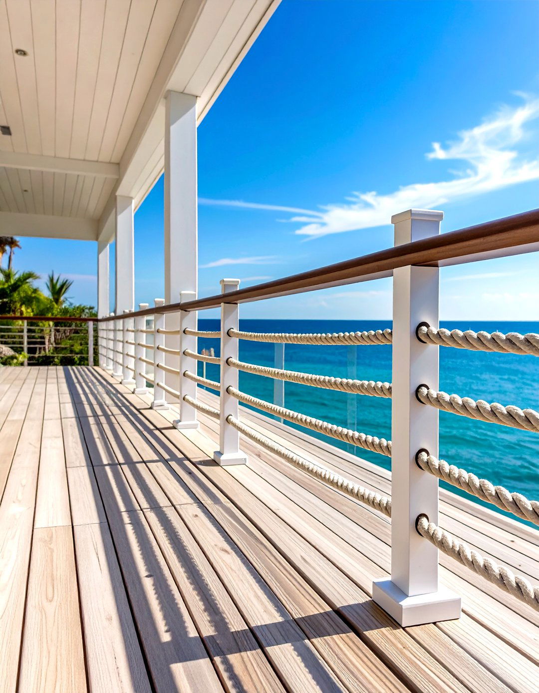 Horizontal Rope Deck Railing with Nautical Inspired Design - 20 Horizontal Deck Railing Ideas