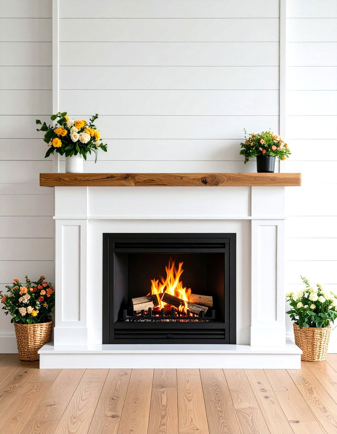 Horizontal Shiplap Fireplace Surround - 20 Farmhouse Fireplace Ideas
