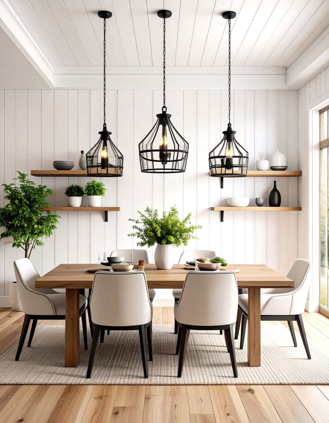 Horizontal Shiplap Wall Paneling for Coastal Warmth - 20 Dining Room Wall Paneling Ideas