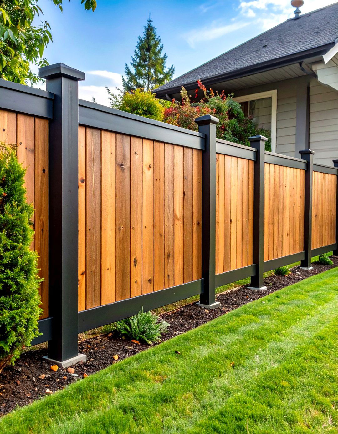 Horizontal Slat Front Yard Fence - 20 Front Yard Fence Ideas