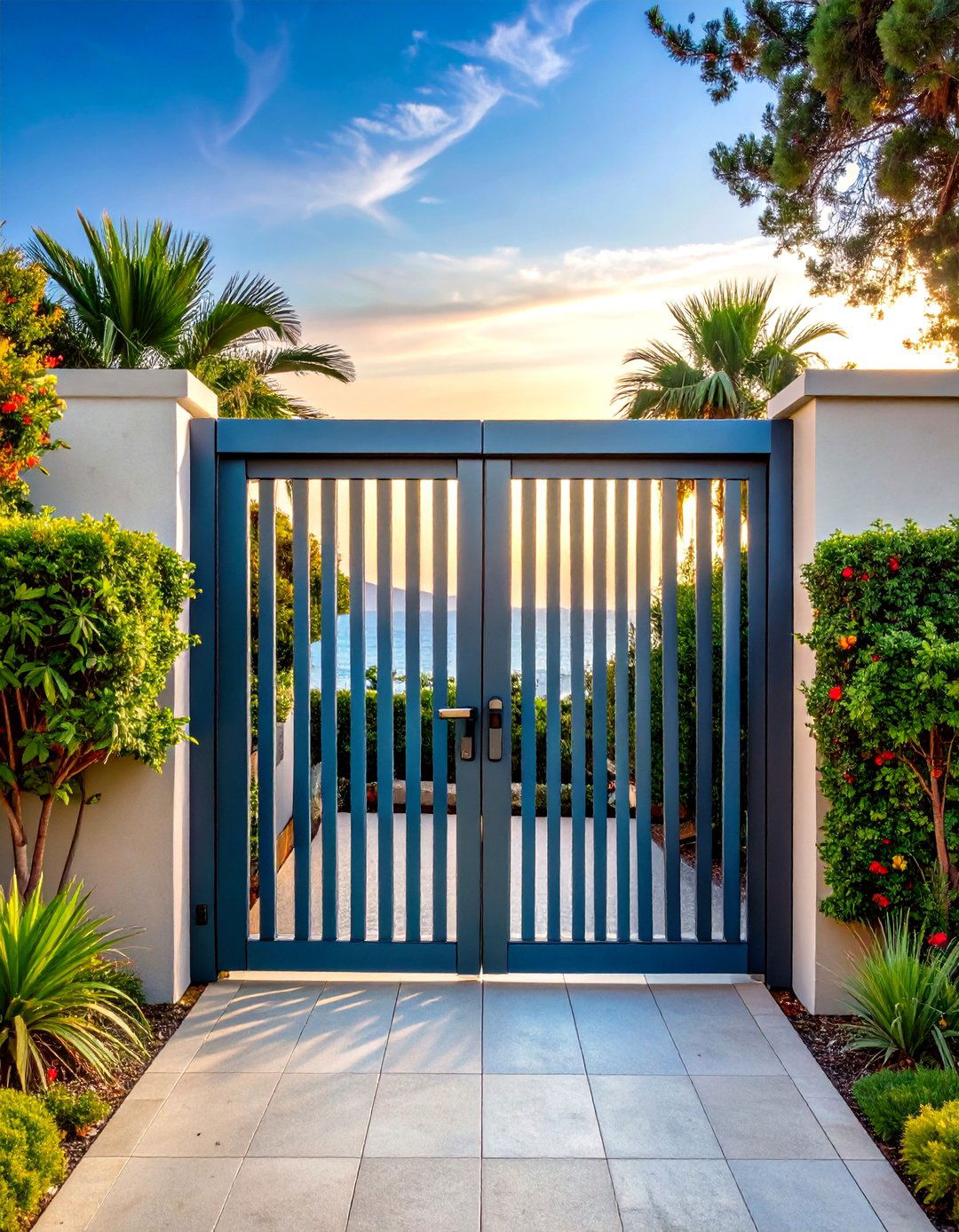 Horizontal Slat Minimalism for Airy Privacy - 20 Front Door Gate Ideas