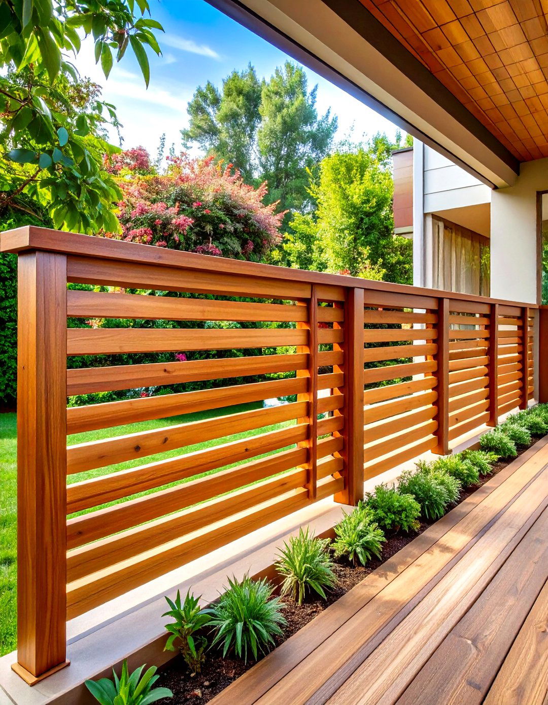 Horizontal Slat Porch Railing Design - 20 Porch Railing Ideas