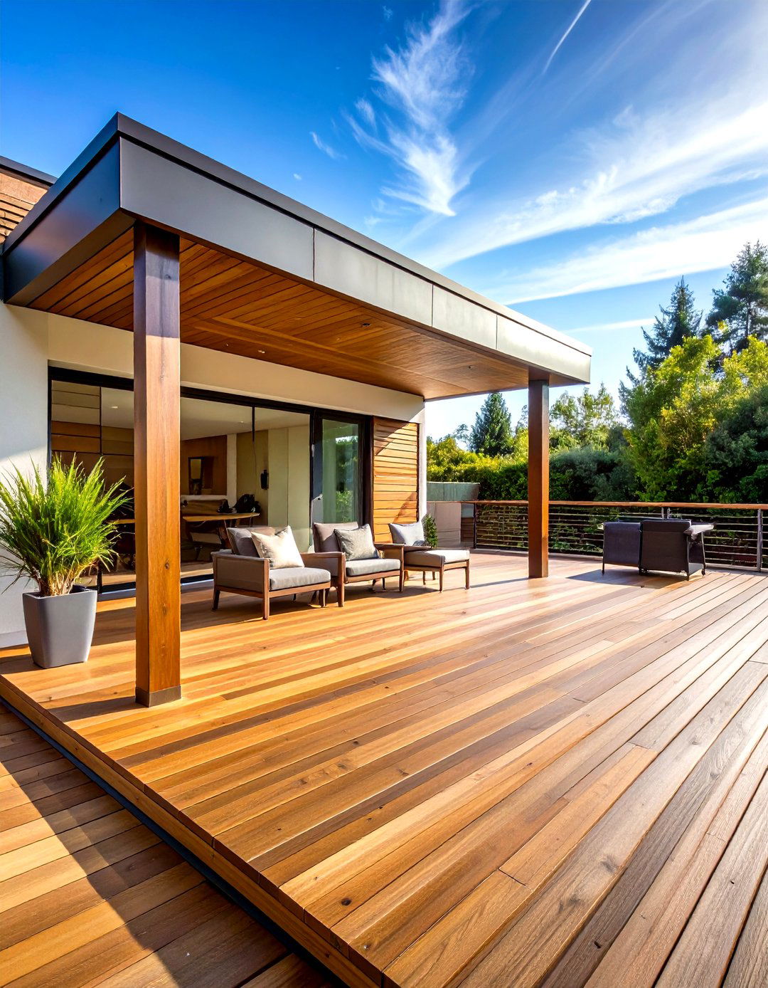 Horizontal Wood Deck Railing Slats - 20 Wood Deck Railing Ideas