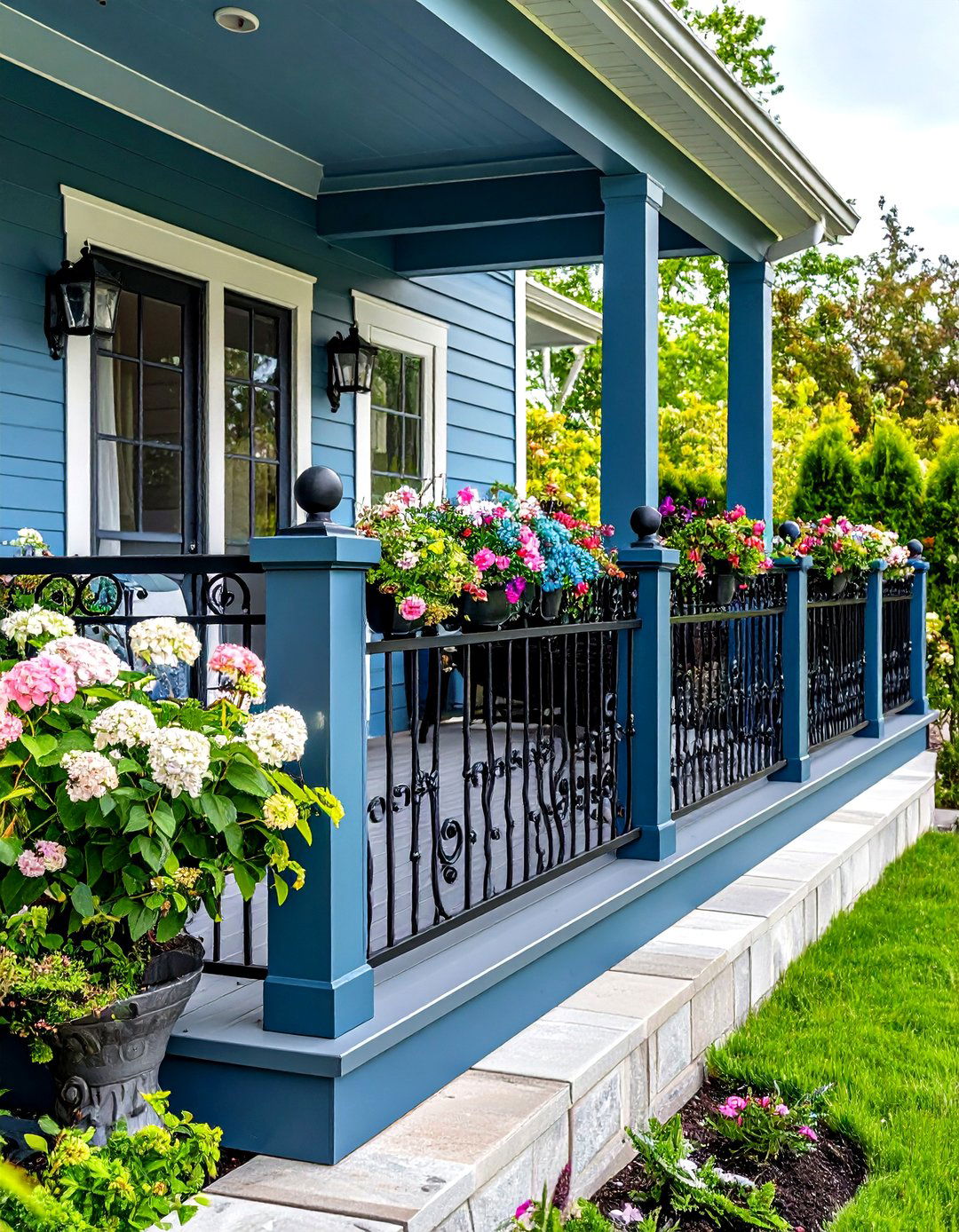 Horizontal Wrought Iron Deck Railing with Decorative Scrollwork - 20 Horizontal Deck Railing Ideas