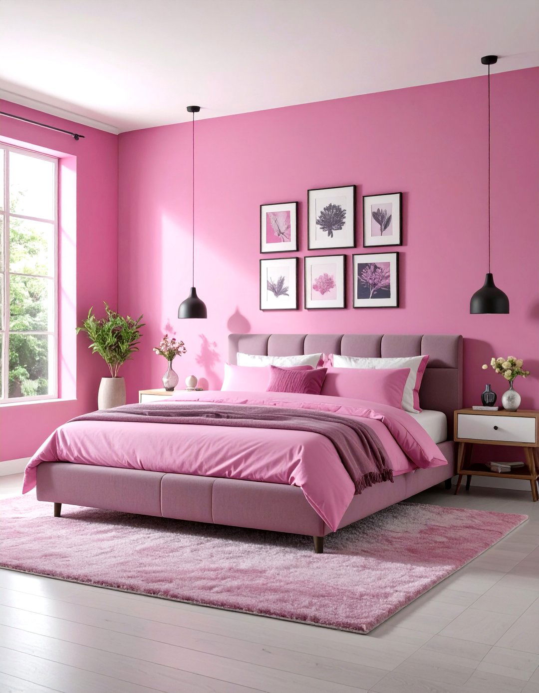 Hot Pink Bedroom Art and Gallery Wall - 20 Hot Pink Bedroom Ideas