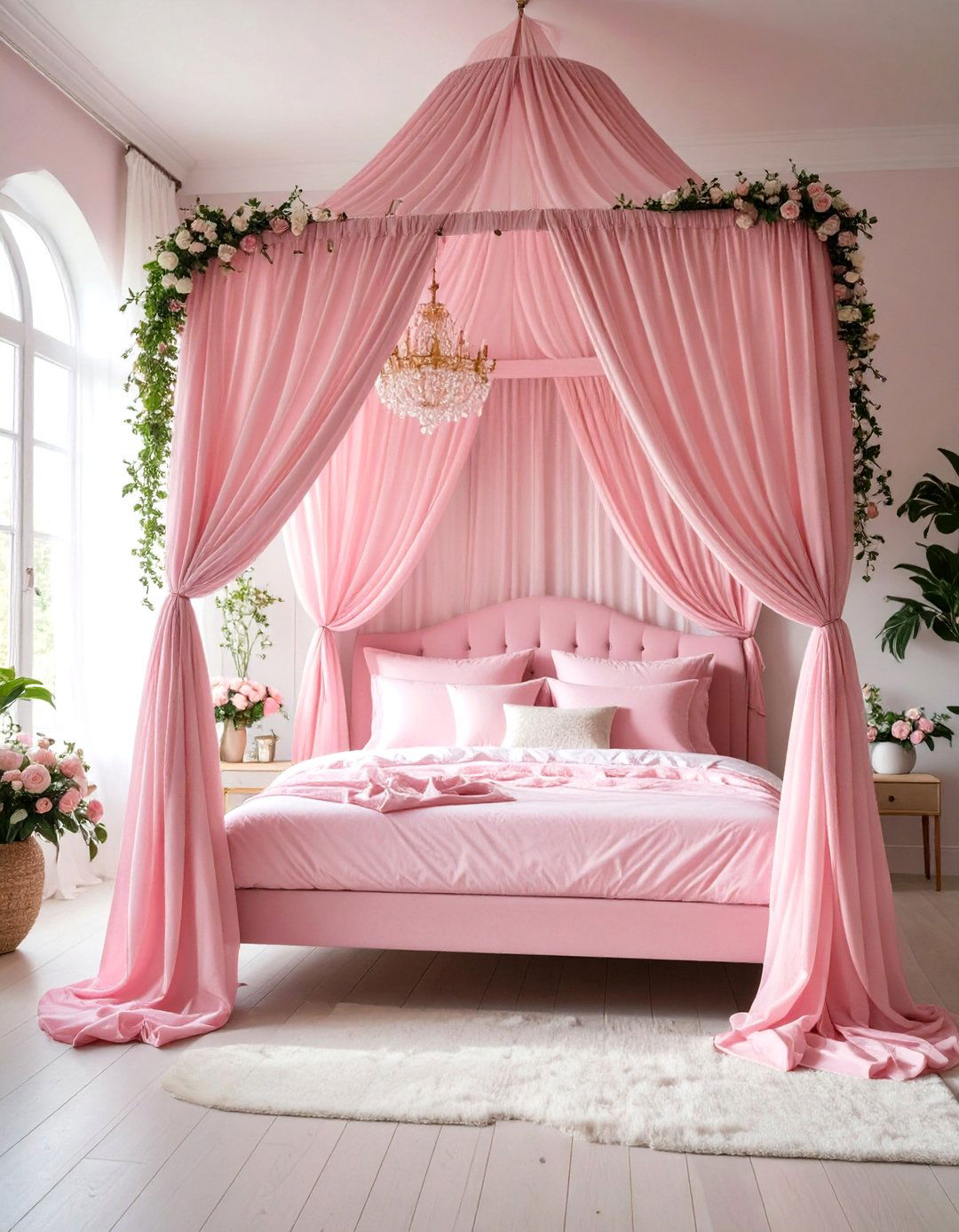 Hot Pink Bedroom Canopy Bed Design - 20 Hot Pink Bedroom Ideas