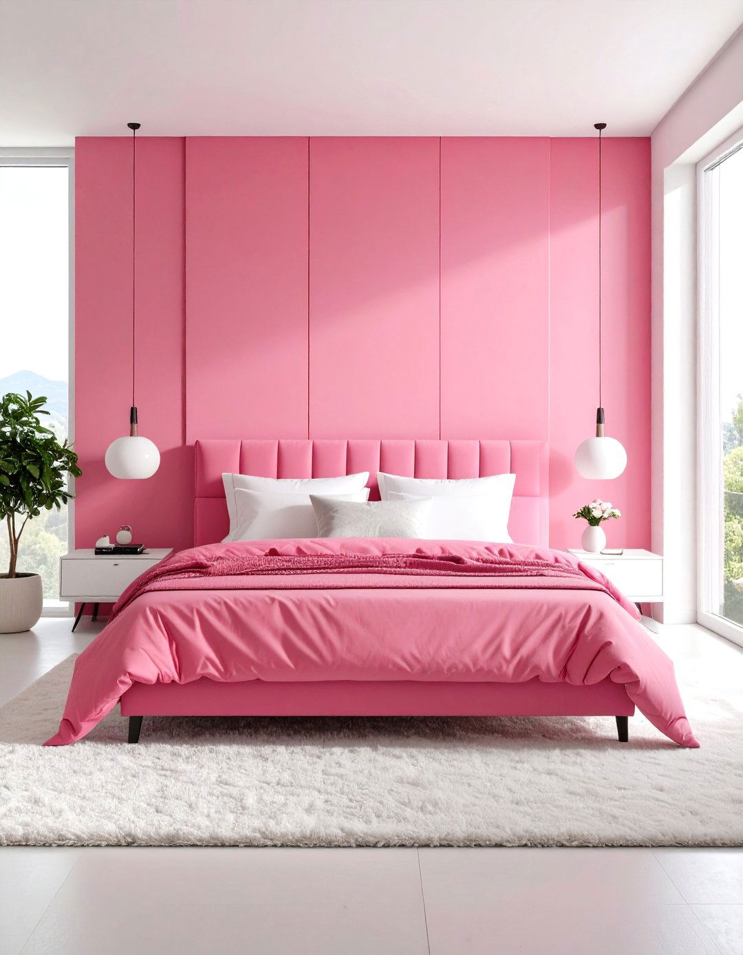 Hot Pink Bedroom Color Block Design - 20 Hot Pink Bedroom Ideas
