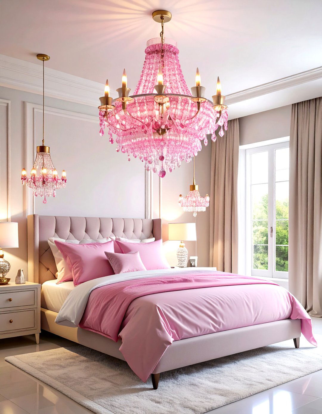 Hot Pink Bedroom Lighting Statement - 20 Hot Pink Bedroom Ideas