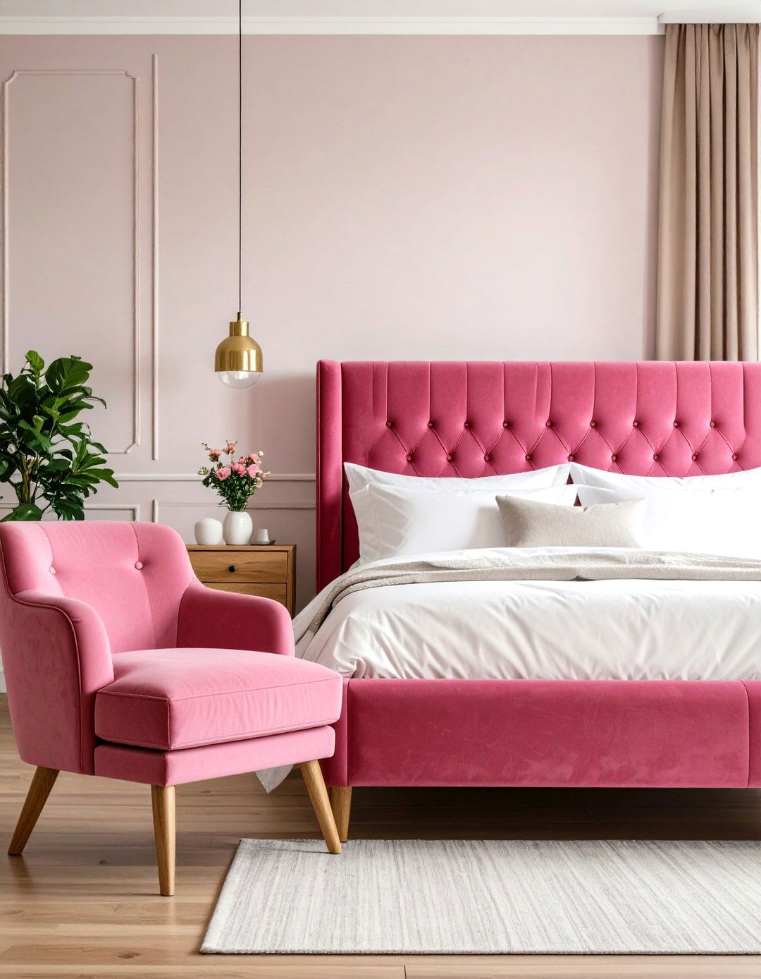 Hot Pink Bedroom Velvet Furniture Pieces - 20 Hot Pink Bedroom Ideas
