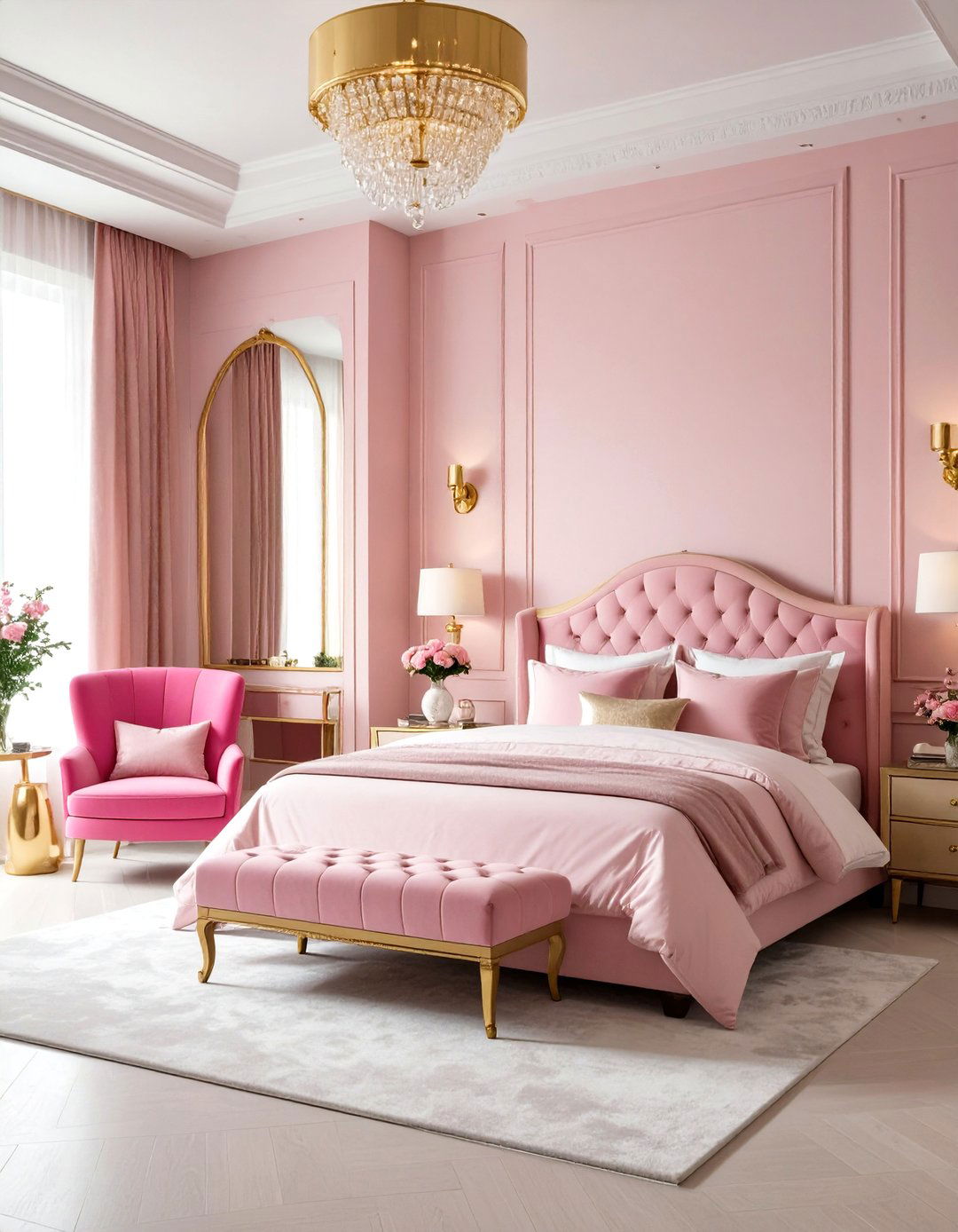 Hot Pink Bedroom and Gold Combination - 20 Hot Pink Bedroom Ideas