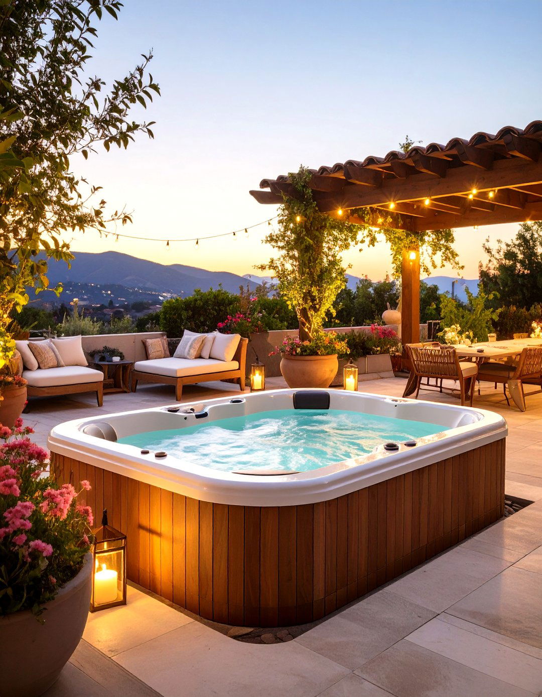 Hot Tub Color Coordinated Theme Design - 20 Hot Tub Decor Ideas