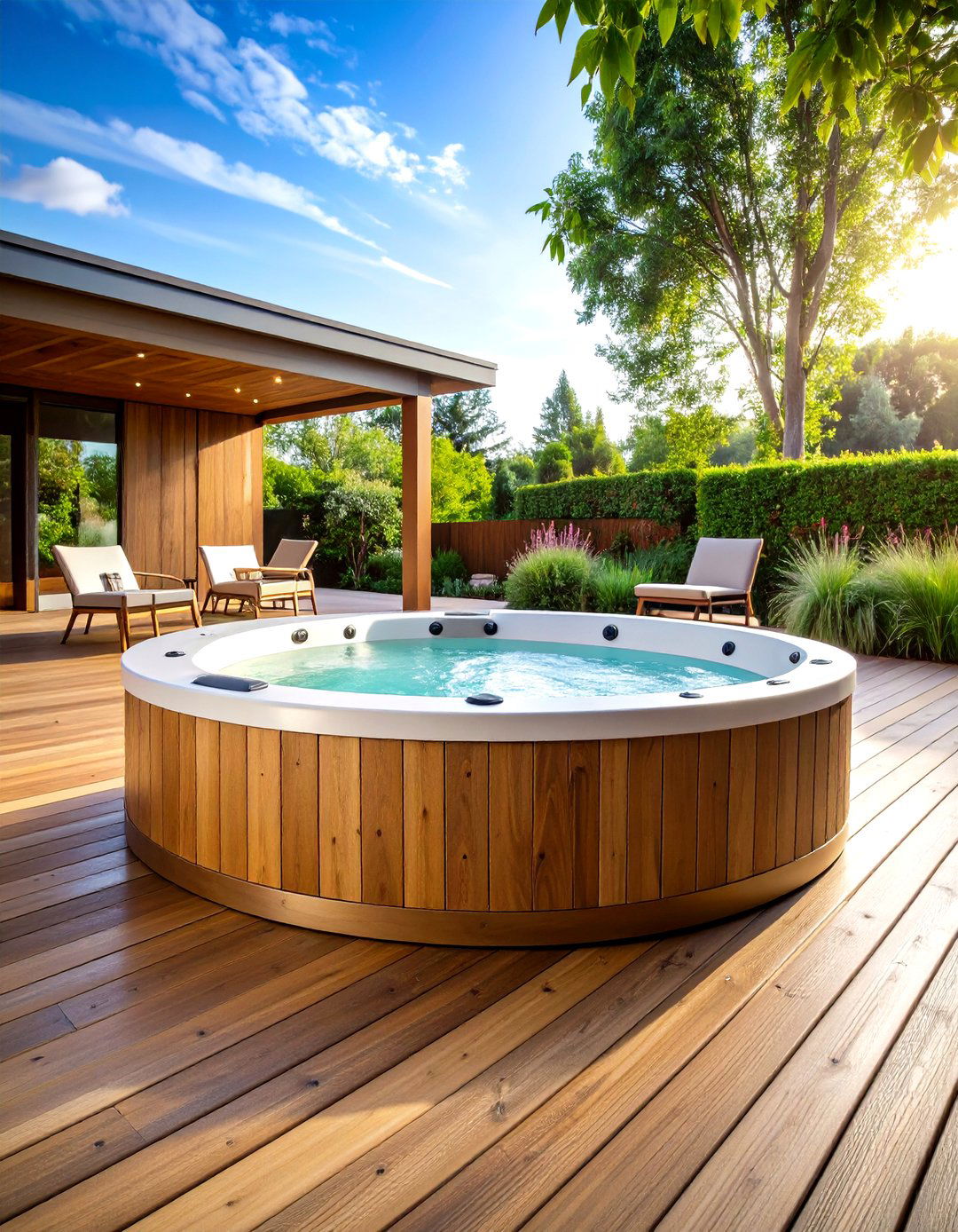 Hot Tub Deck Integration Design - 20 Hot Tub Landscaping Ideas