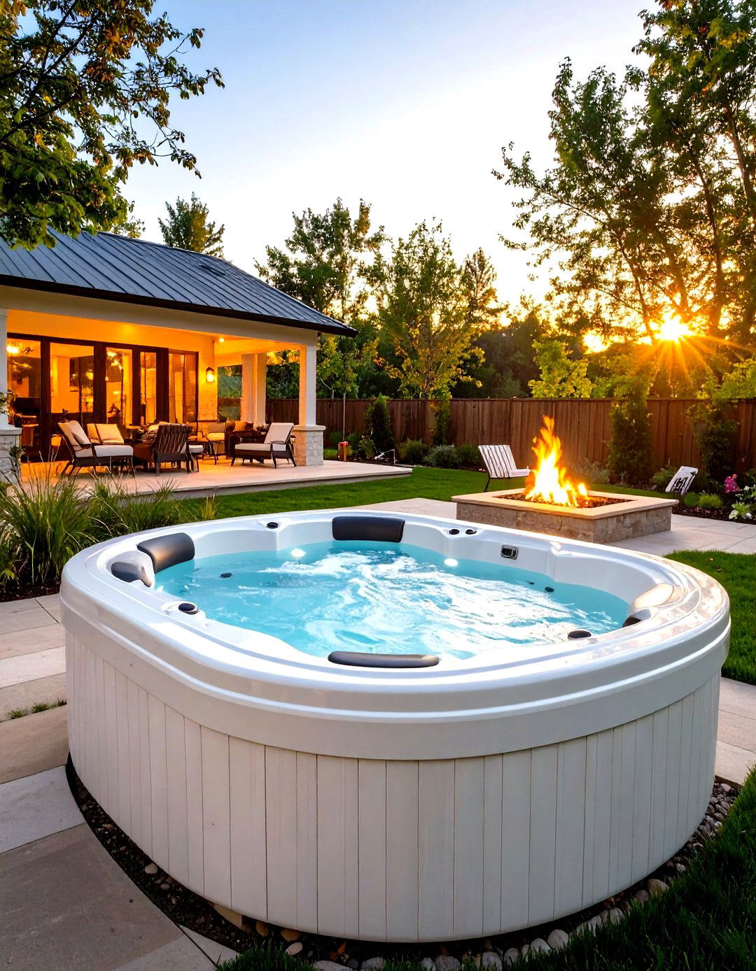 Hot Tub Fire Pit Combination Setup - 20 Hot Tub Decor Ideas