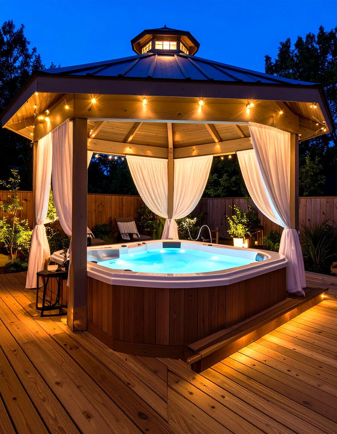 Hot Tub Gazebo Oasis on Raised Deck - 20 Gazebo on Deck Ideas