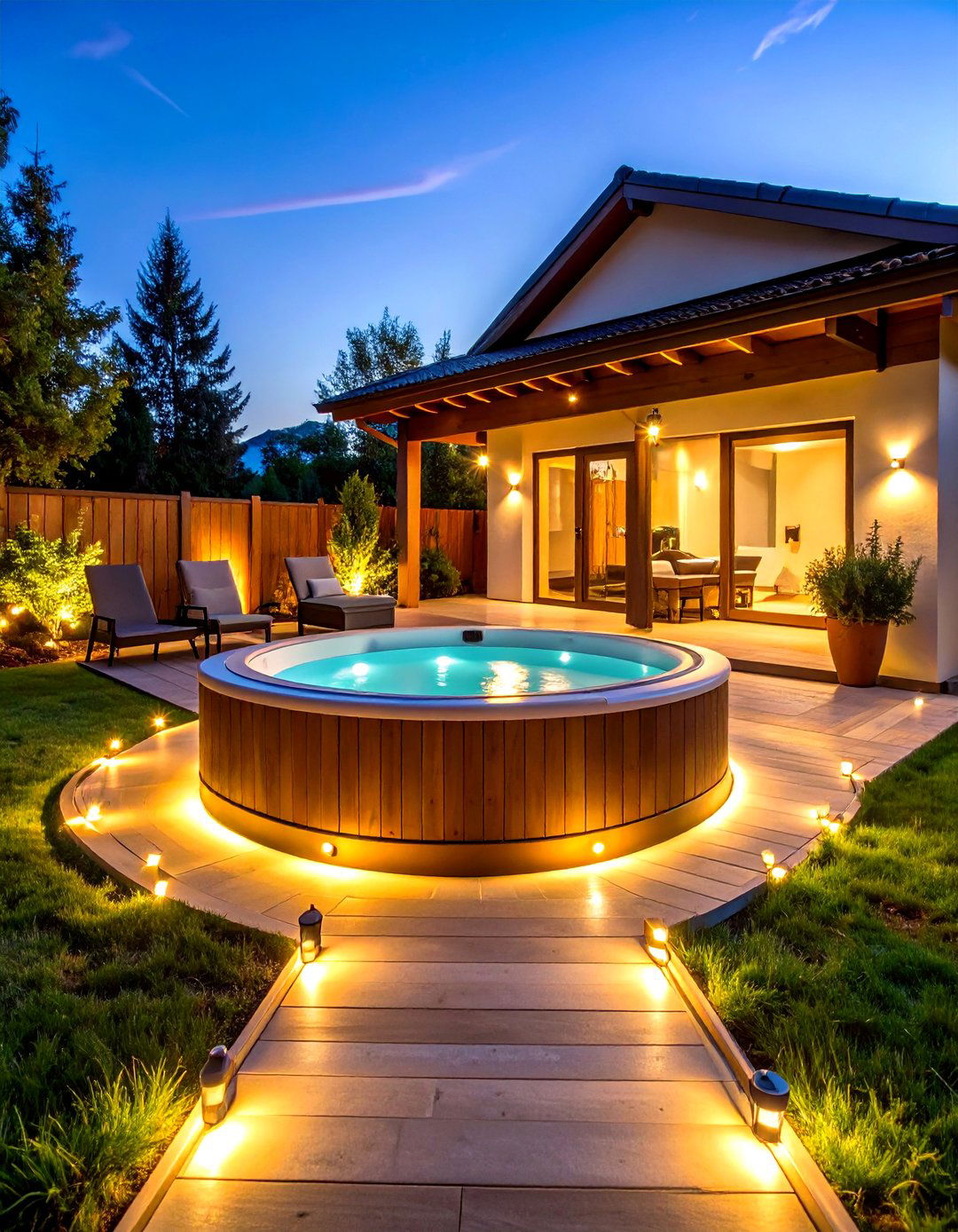 Hot Tub Pathway Lighting Design - 20 Hot Tub Decor Ideas